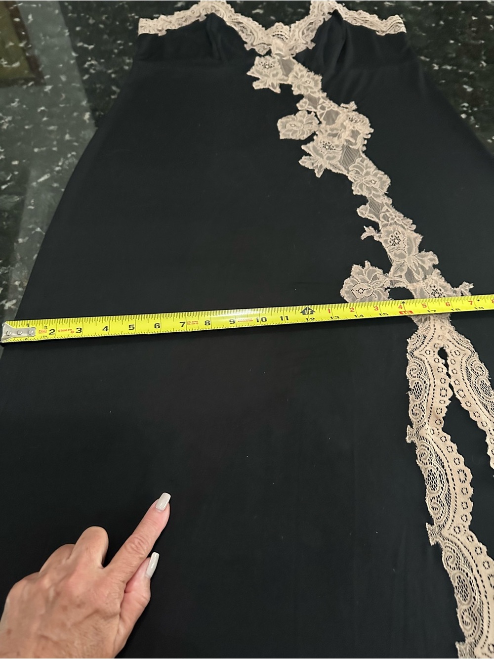 Soma Nightgown - Large - Black With Beige Lace Accent, & Front Left Slit - NICE - Picture 8 of 12